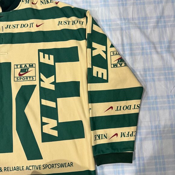 Nike Men's Logo Print Contrast Stripe Long Sleeved Polo Shirt - Picture 4 of 6